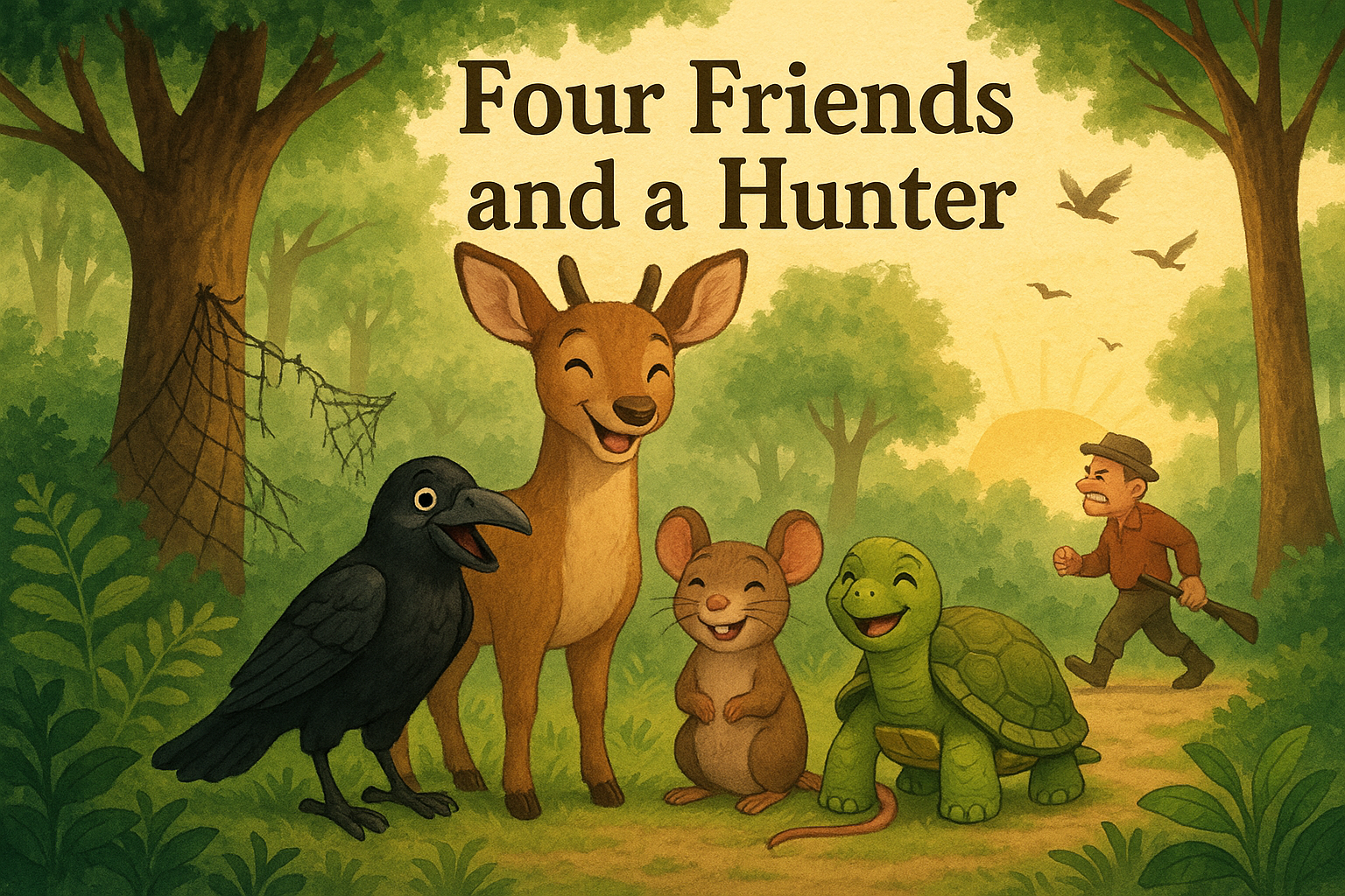 The Four Friends and the Hunter