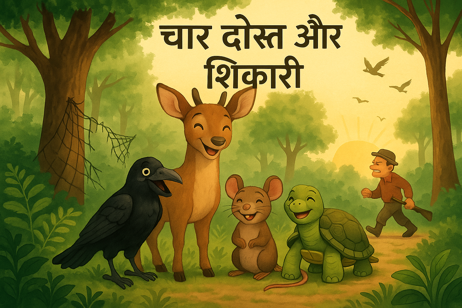 चार दोस्त और शिकारी